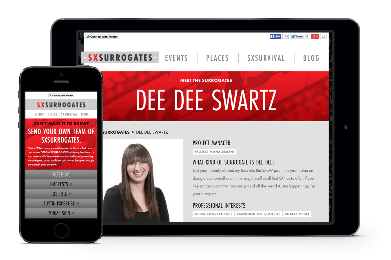 Screenshot of sxsurrogates.com on mobile devices